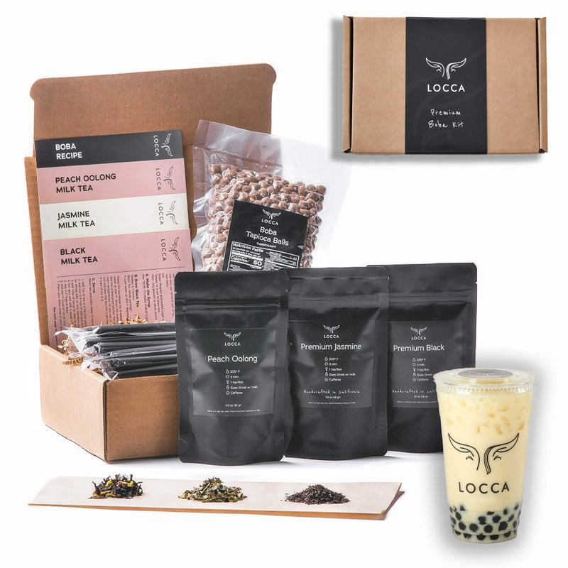 Locca Boba Tea Kit 24+ Bubble Teas | Premium Peach Oolong Tea, Jasmine Tea, Black Tea | Loose Leaf Teas | Vegan & Gluten Free Boba Drink | VIVANTE BOBA TEA KIT - Image 1